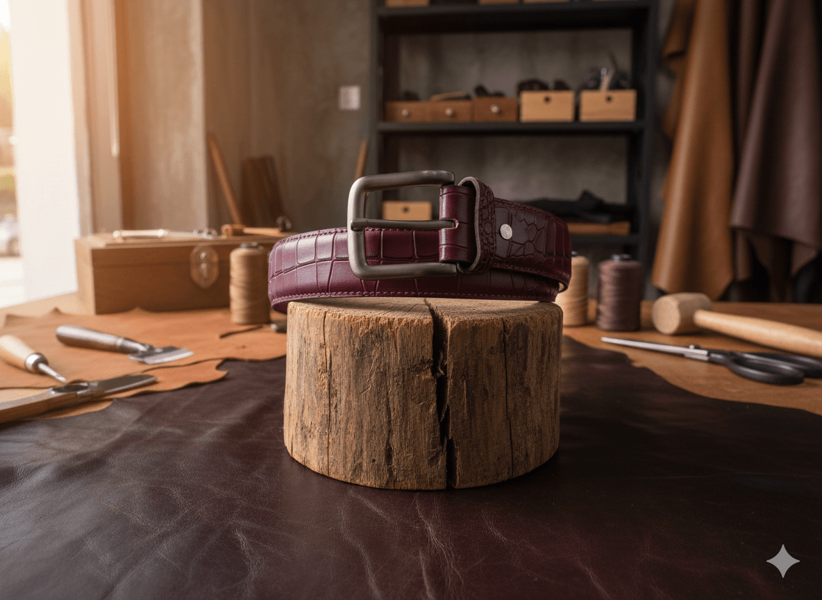 Casual Crocodile Belt 40mm (Burgandy)