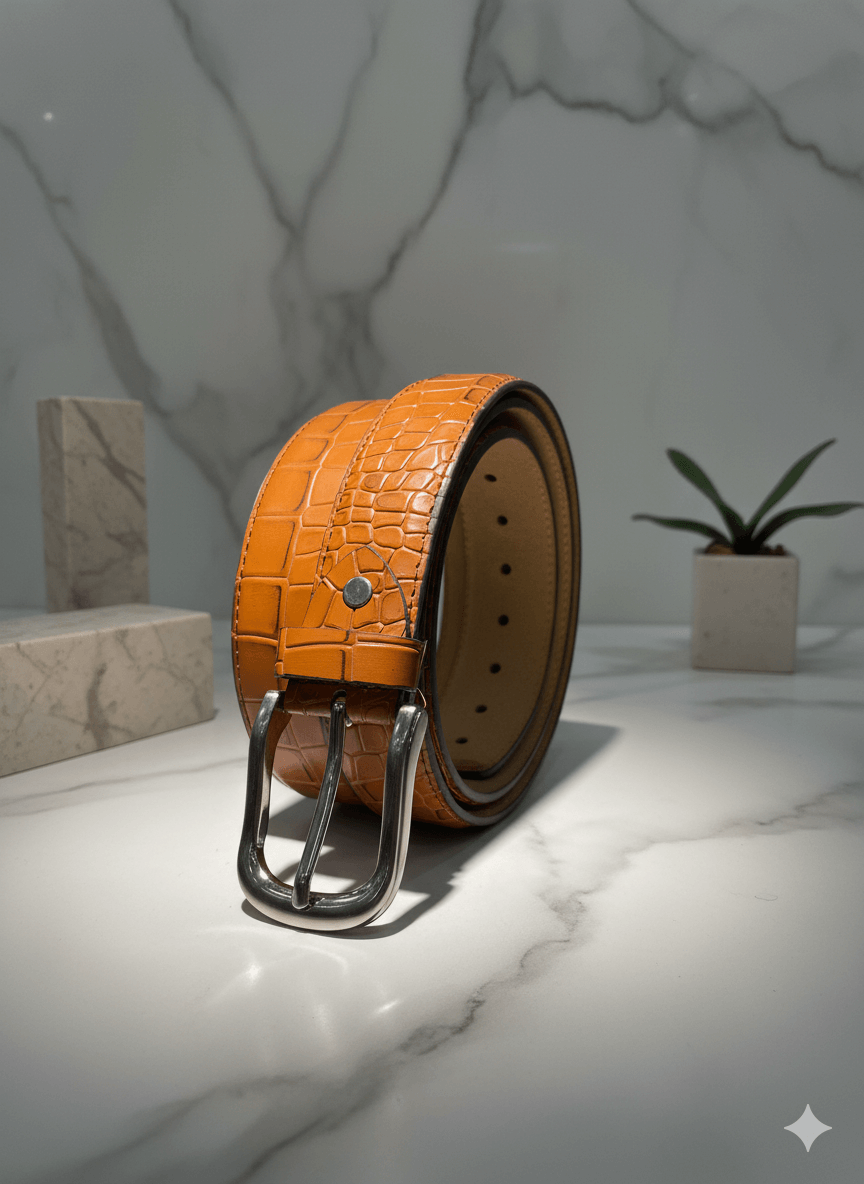 Executive Crocodile Belt 35mm (Tan)